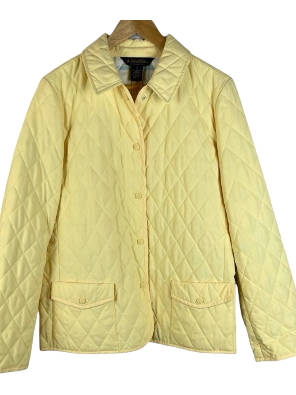 Brooks Brothers Pastel Yellow Quilted Barn Jacket Plaid Lined - Sz 12
